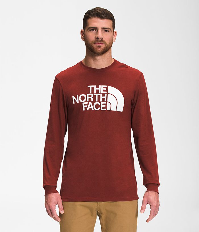 Camiseta The North Face Hombre Rojas Oscuro Manga Larga Half Dome 72589KRDX